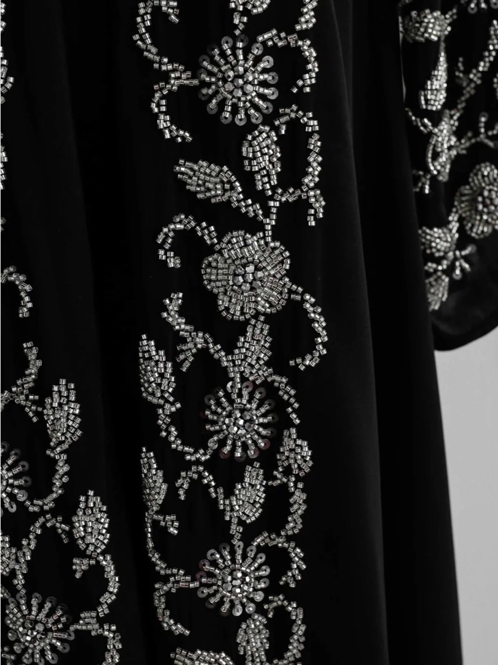 Elegant Black Silver Embellished Abaya Dress